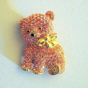 💖 Cute Pink Teddy Bear Brooch